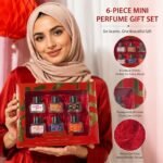 C2U Vitoria's 6‑piece mini women perfume gift set, red festive gift box with transparent window, 6 unique scents ladies fragrance sampler