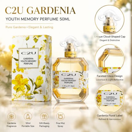 C2U Gardenia Youth Memory women perfume 50ml fresh gardenia floral scent faceted glass bottle floral gift box